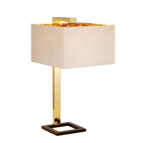 Luminosa Plein 1 Light Table Lamp - Dark Brown,  Polished Gold Finish, E27