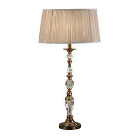 Luminosa Polina 1 Light Large Table Lamp Antique Brass with Beige Shade, E14