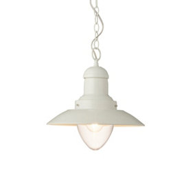 Luminosa Polperro Single Pendant Ceiling Lamp, Gloss Cream, Glass
