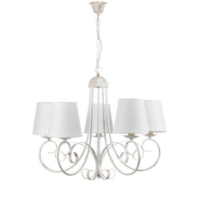 Luminosa Pompei 5 Light Multi Arm Chandelier With Shades, White With Shades