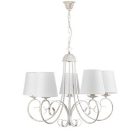 Luminosa Pompei 5 Light Multi Arm Chandelier With Shades, White With Shades