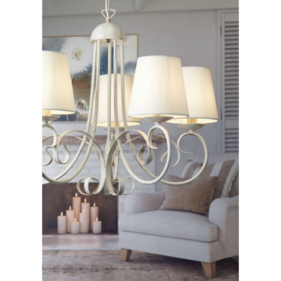 Luminosa Pompei 5 Light Multi Arm Chandelier With Shades, White With Shades