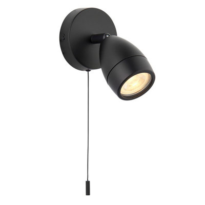 Luminosa Porto Bathroom Single Spotlight, Matt Black, Glass, IP44