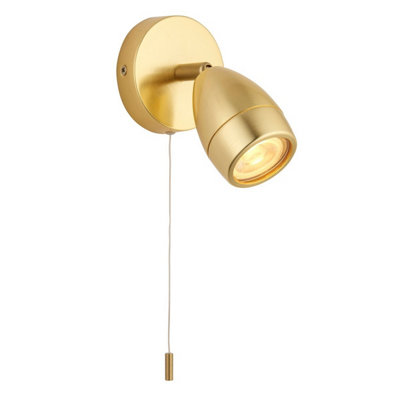 Luminosa Porto Bathroom Single Spotlight, Satin Brass Plate, Glass, IP44