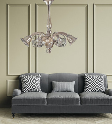 Luminosa POSEIDON 5 Light Multi Arm Pendant Ceiling Light Champagne 72x65cm