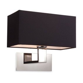 Luminosa Prince 1 Light Single Indoor Wall Light Polished S/Steel, Black, E27