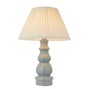 Luminosa Provence & Carla Base & Shade Tall Table Lamp Blue Grey Glaze, Satin Nickel Plate & Cream Fabric