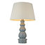 Luminosa Provence & Cici Base & Shade Tall Table Lamp Blue Grey Glaze, Satin Nickel Plate & Ivory Linen Fabric