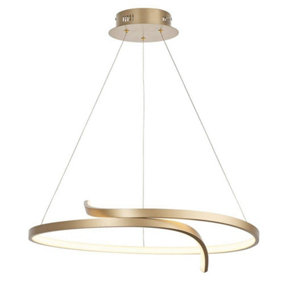 Luminosa Rafe LED Ceiling Pendant Matt Brushed Gold & White Silicone
