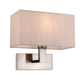 Luminosa Raffles Wall Lamp Brushed Steel with Rectangle Oyster Shade