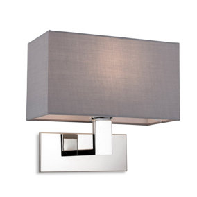 Luminosa Raffles Wall Lamp Chrome with Rectangle Grey Shade