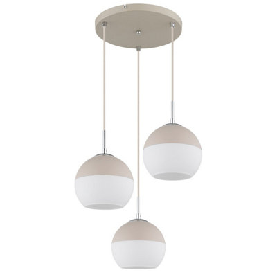 Luminosa Ragusa Cluster Pendant Ceiling Light Matt Sand 3x E27
