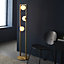 Luminosa Ravello 3 Light Floor Lamp Brushed Gold Finish & Gloss Opal Glass