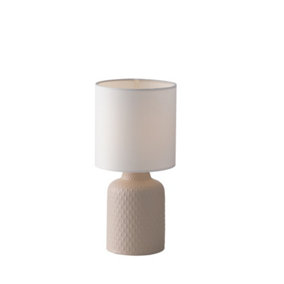 Luminosa Ravello Ceramic Table Lamp With Fabric Shade, Ancient Pink, White, E14