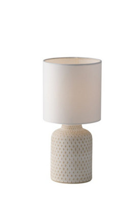 Luminosa Ravello Ceramic Table Lamp With Fabric Shade, White, E14