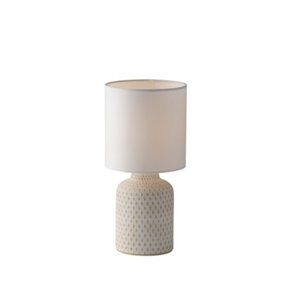 Luminosa Ravello Ceramic Table Lamp With Fabric Shade, White, E14