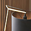 Luminosa Ravenna Table Lamp Matt Brass Plate & Black Cotton Fabric