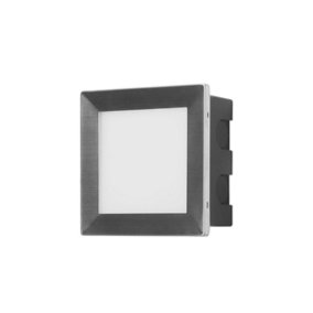 Luminosa Rect LED Outdoor Recessed Wall Lamp Stainless steel, Opal, Warm-White 3000K, IP65