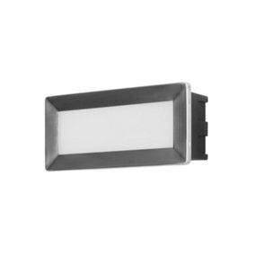 Luminosa Rect LED Outdoor Recessed Wall Lamp Stainless steel, Opal, Warm-White 3000K, IP65
