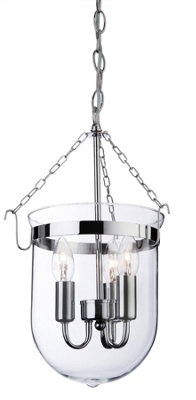 Luminosa Regal 3 Light Lantern Chrome, Clear Glass, E14