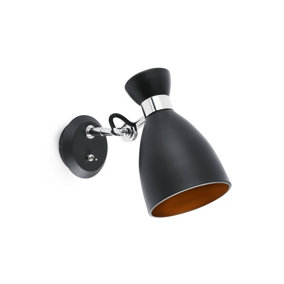 Luminosa Retro 1 Light Indoor Adjustable Wall Lamp Black, Copper, E14
