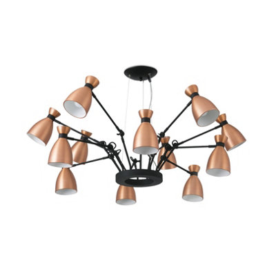 Luminosa Retro 12 Light Multi Arm Ceiling Pendant White, Copper, E14