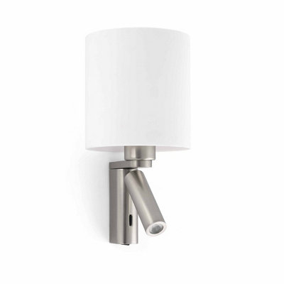 Luminosa Rob 1 Light Indoor Wall Reading Light White, Satin Nickel with ...