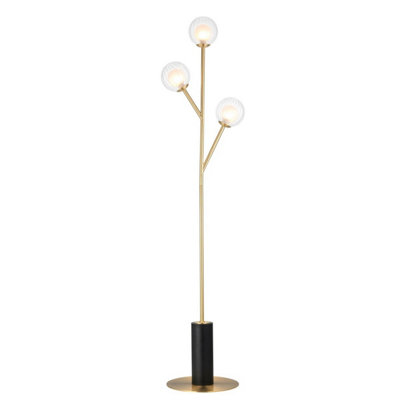 Luminosa Rome Complete Floor Lamp, Satin Brass Plate, Glass