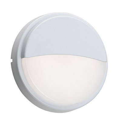 Luminosa Rond Integrated LED Outdoor Wall Light Matt White Textured, Opal IP54