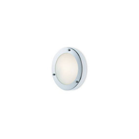 Luminosa Rondo 1 Light Wall / Flush Ceiling Light Chrome, Opal Glass IP54, G9