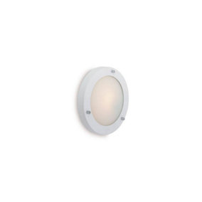 Luminosa Rondo 1 Light Wall / Flush Ceiling Light Matt White, Opal Glass IP54, G9