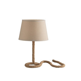 Luminosa Rope Table Lamp With Tappered Shade, Beige, E27