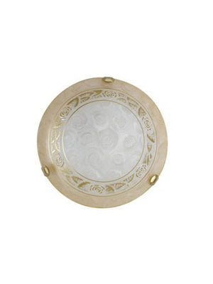 Luminosa ROSY 2 Light Patterned Glass Flush Ceiling Light Amber 40cm