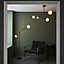 Luminosa Rovigo 4 Light Ceiling Semi Flush Textured Matt Black & Gloss Opal Glass