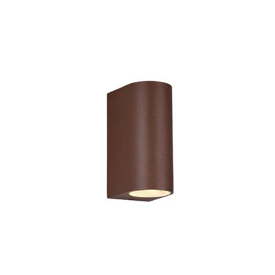 Luminosa Roya Modern 2 Light Outdoor Round Up Down Wall Lamp Rusty IP44 ...