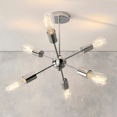 Luminosa Rubens 6 Light Semi Flush Light Chrome Plate, E27