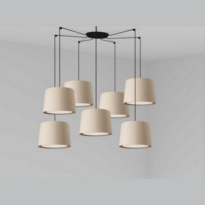 Luminosa Samba Black, Beige Pendant Suspension Pendant Lamp 7 Light
