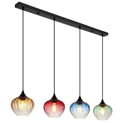 Luminosa Sander Bar Pendant Ceiling Light Matt Black Blending Glass ...