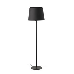 Luminosa Savoy Floor Lamp Round Tappered Shade Black, E27