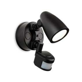 Luminosa Security Outdoor Integrated LED PIR Motion Sensor Wall Spotlight Black IP54
