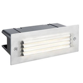 Luminosa Seina Integrated LED Outdoor Recessed Wall Light Marine Grade Brushed Stainless Steel, Frosted IP44