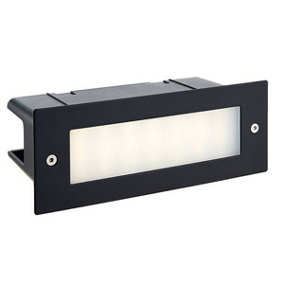 Luminosa Seina Integrated LED Outdoor Recessed Wall Light Textured Black, Frosted IP44