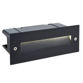 Luminosa Seina Integrated LED Outdoor Recessed Wall Light Textured Black, Frosted IP44