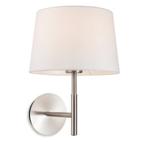 Luminosa Seymour Classic Switched Wall Lamp Brushed Steel with Cream Shade