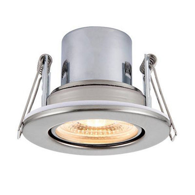 Luminosa Shieldeco Fire Rated Integrated LED Tilt Recessed Light Satin Nickel Plate, Acrylic