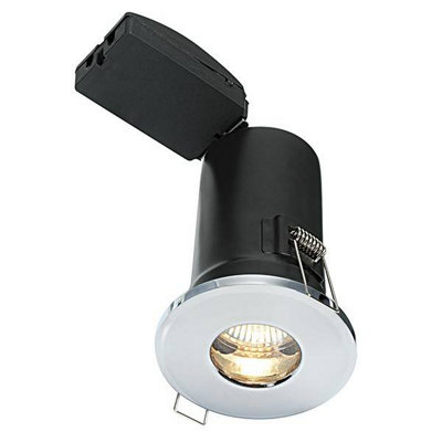 Luminosa Shieldplus Fire Rated 1 Light Bathroom Recessed Light Chrome Plate, Glass IP65, GU10