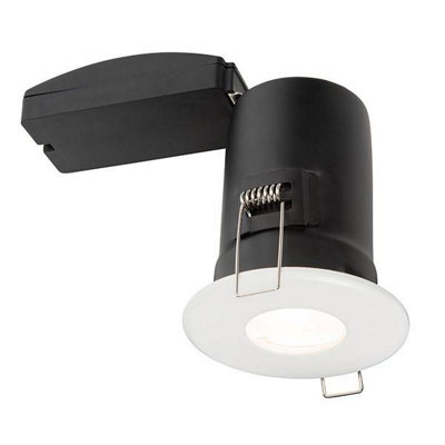 Luminosa Shieldplus Fire Rated 1 Light Bathroom Recessed Light Matt White, Glass IP65, GU10