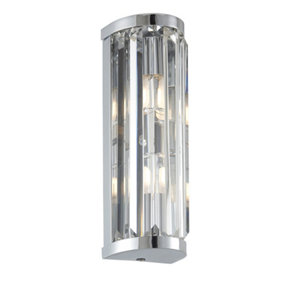 Luminosa Shimmer Glass Wall Lamp Chrome Plate, Clear Crystal