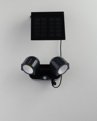 Luminosa SHIVA Outdoor LED 2 Light Spotlight with Sensor & Solar Panel Anthracite, IP54 230lm 4000K 16x7.2x10.9cm