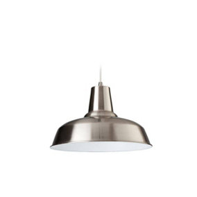 Luminosa Smart 1 Light Dome Ceiling Pendant Brushed Steel, White Inside, E27